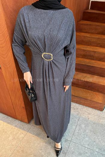 Anthracite Neckband Cotton Dresess