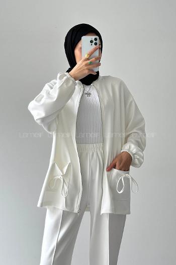 White Neckband Long Arm Cotton Regular Trousers Comfortable Suit