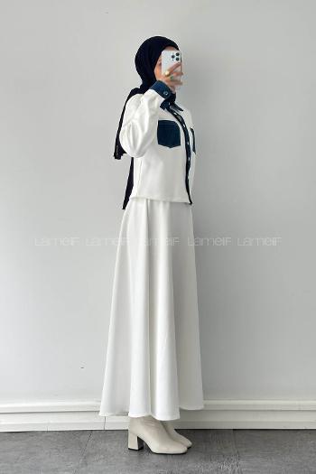 Lamelif Garnili Scuba Takım Beyaz