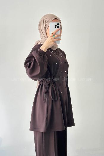 Lamelif Oysho Taşlı İkili Takım Acı Kahve