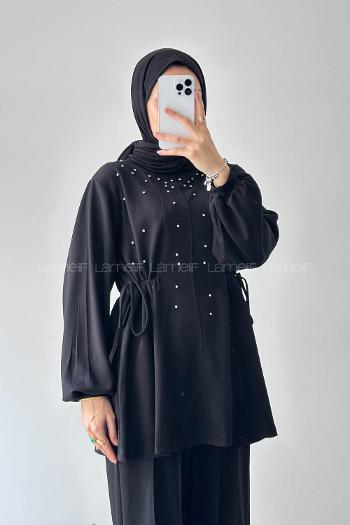 Black Crew Neck Long Arm Cotton Regular Trousers Comfortable Suit