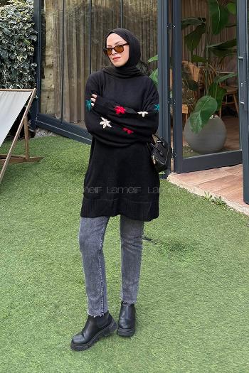 Black Turtle Neck Long Arm Jumper