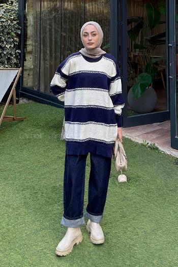 Navy Blue Turtle Neck Long Arm Jumper