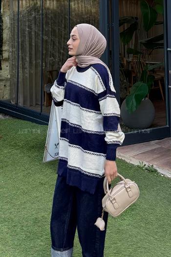 Navy Blue Turtle Neck Long Arm Jumper