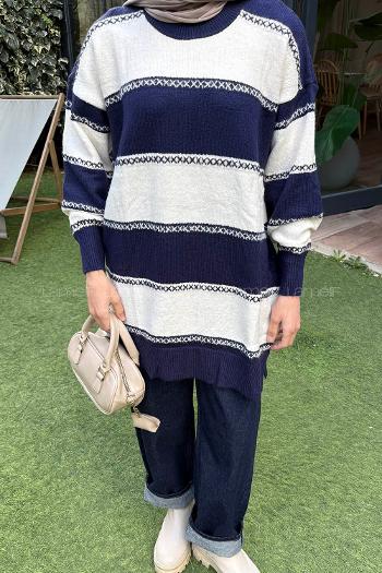 Navy Blue Turtle Neck Long Arm Jumper