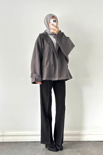 Anthracite Shirt Collar Long Arm Coat