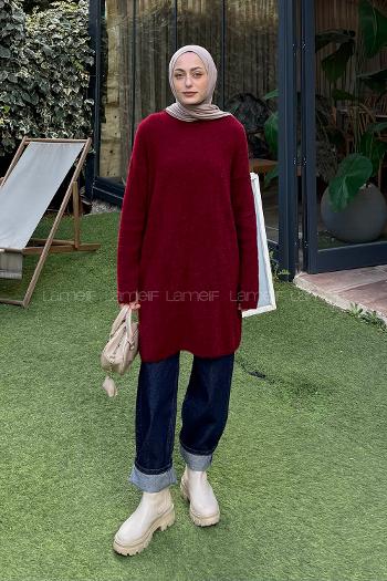 Lamelif Sakal Kumaş Kazak Bordo