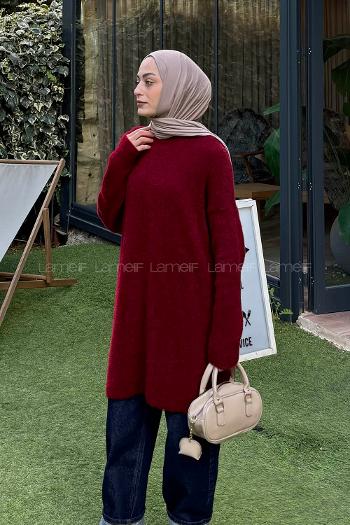 Lamelif Sakal Kumaş Kazak Bordo