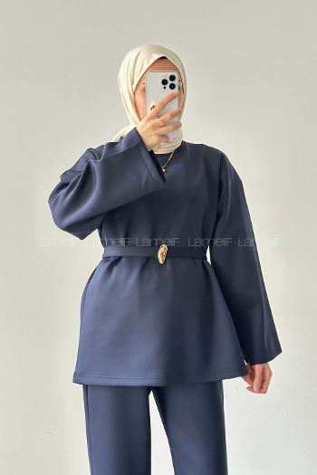 Lamelif Scuba Tesettür İkili Takım Lacivert