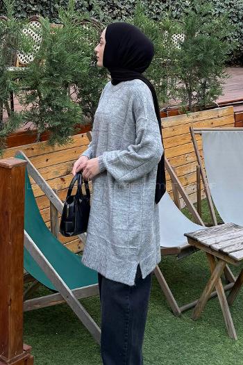 Lamelif Yumoş Triko Kazak Gri