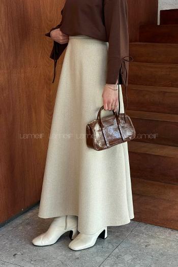 Lamelif Kaşe Etek Sütlü Kahve