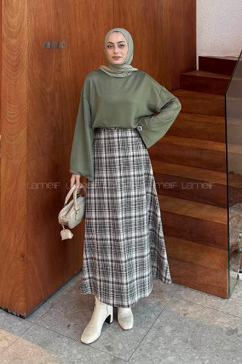 Lamelif Kol Armalı Sweatshirt Haki