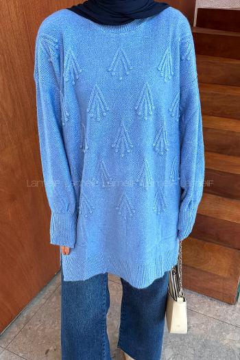 Lamelif Nakışlı Kazak Bebe Mavisi