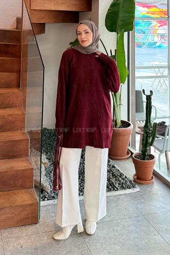 Lamelif Nakışlı Kazak Bordo