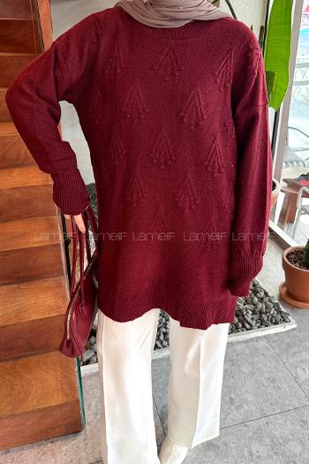 Lamelif Nakışlı Kazak Bordo