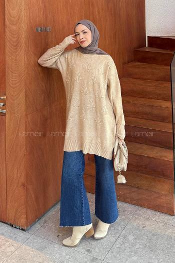 Lamelif Nakışlı Kazak Sütlü Kahve