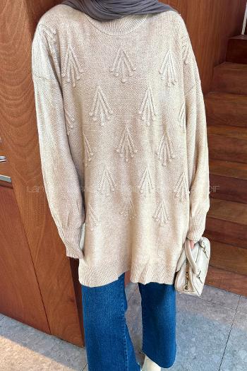 Lamelif Nakışlı Kazak Sütlü Kahve