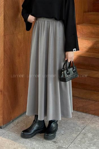 Lamelif Oysho Tesettür Etek Gri