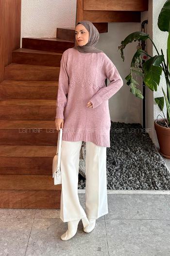 Lamelif Triko Tesettür Kazak Lila