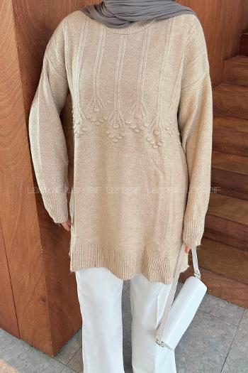 Lamelif Triko Tesettür Kazak Sütlü Kahve