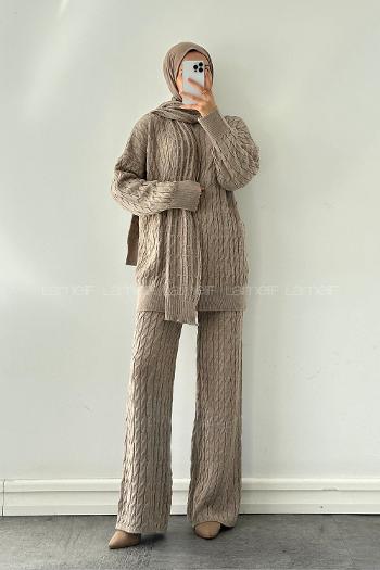 Stone Choker Neck Long Arm Acrylic Regular Trousers Comfortable Suit