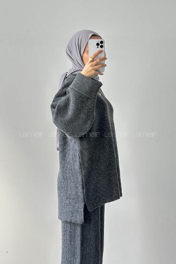 Lamelif Fitilli Triko Takım Antrasit