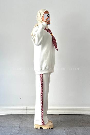 Lamelif Fularlı İkili Takım Beyaz