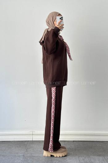 Lamelif Fularlı İkili Takım Kahverengi