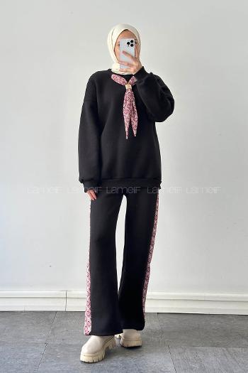 Lamelif Fularlı İkili Takım Siyah