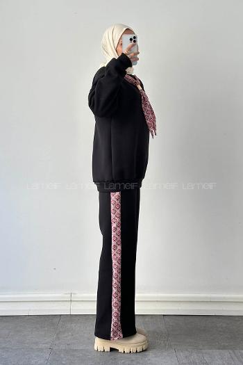 Lamelif Fularlı İkili Takım Siyah