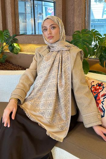 Camel Cotton Fabric Striped Shawl