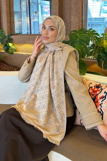 Camel Cotton Fabric Striped Shawl