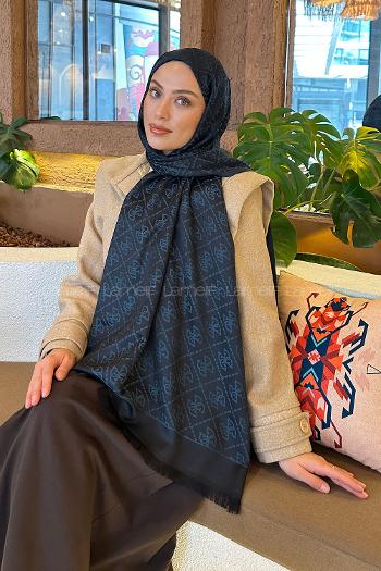 Blue Cotton Fabric Striped Shawl