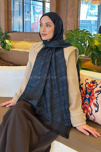 Blue Cotton Fabric Striped Shawl