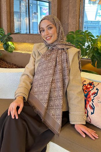 Brown Cotton Fabric Striped Shawl