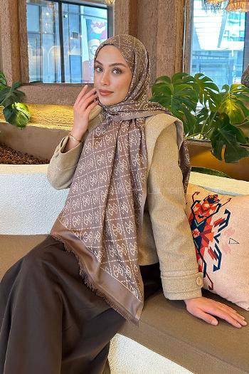 Brown Cotton Fabric Striped Shawl