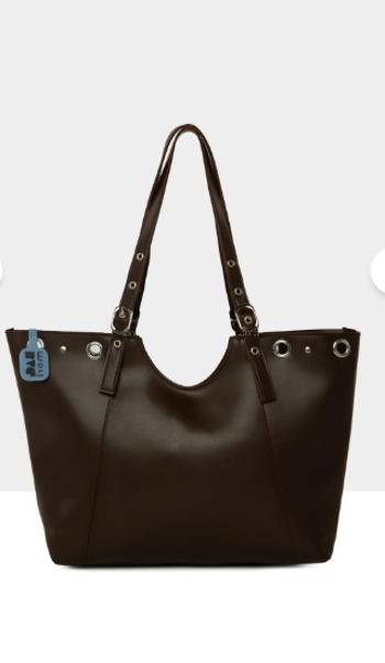 Lamelif Gümüş Halka Detaylı Kadın Omuz Çantası Acı Kahve