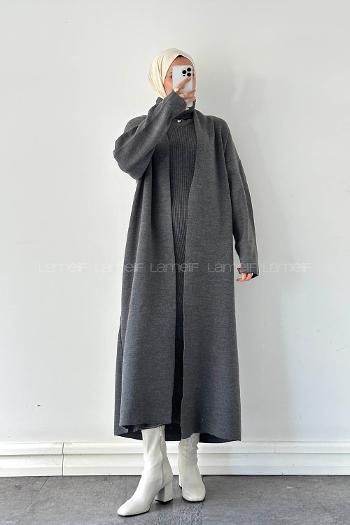 Lamelif Hırka-Elbise İkili Takım Antrasit