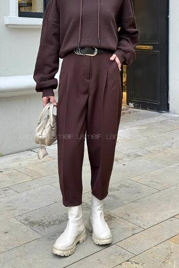 Bitter Brown Polyester Normal Waist Carrot Pant Pants