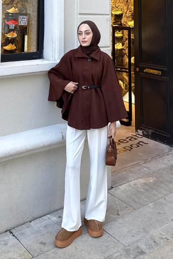 Brown Shirt Collar Long Arm Coat