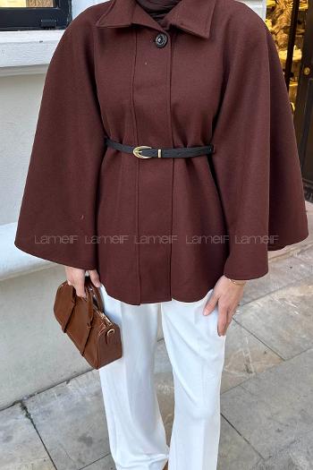 Brown Shirt Collar Long Arm Coat
