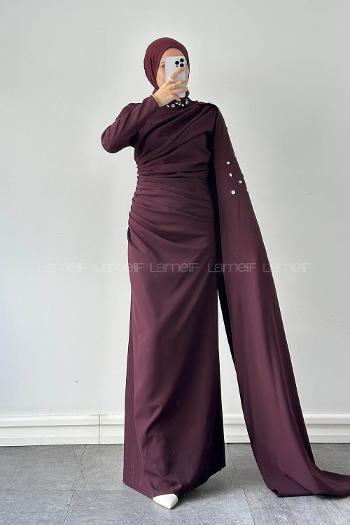 Plum Neckband Polyester Dresess