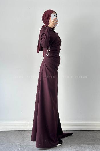 Plum Neckband Polyester Dresess