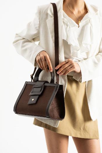 Lamelif Büyük Kadın El Ve Omuz Çanta Acı Kahve