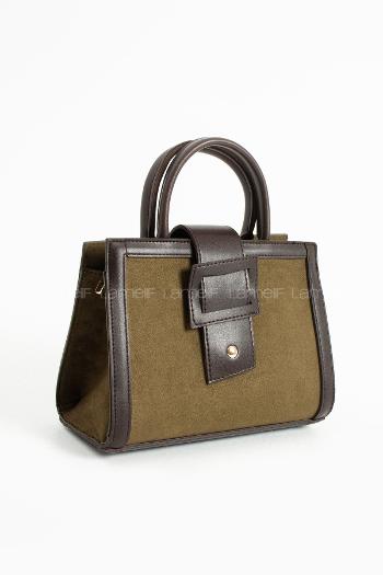 Lamelif Büyük Kadın El Ve Omuz Çanta Haki