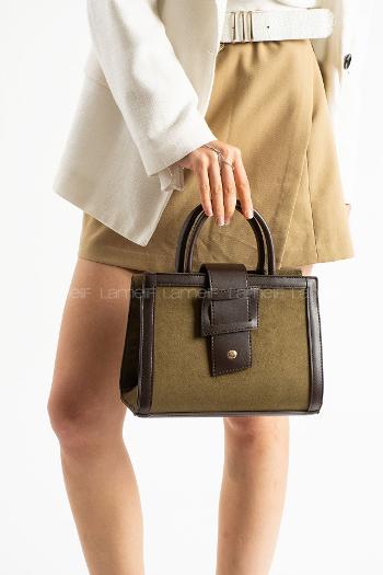 Lamelif Büyük Kadın El Ve Omuz Çanta Haki