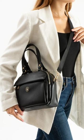 Black With Zipper Skin Hand Bag Bag