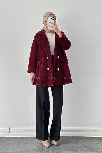 Lamelif Kaşe Kaban Bordo