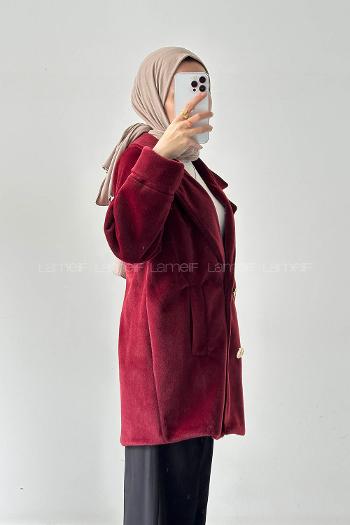 Lamelif Kaşe Kaban Bordo