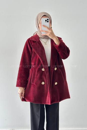 Lamelif Kaşe Kaban Bordo